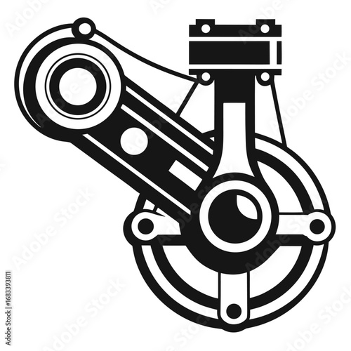 A unique design of a locomotive connecting rod, a crucial part of the steam engine's motion. Perfect for technical diagrams and illustrations of mechanical linkages.