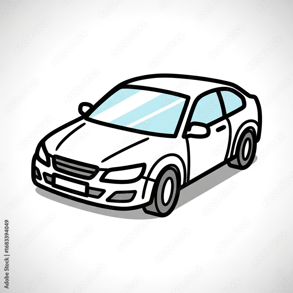 Naklejka premium Simple vector icon illustration of a car viewed from a front diagonal angle