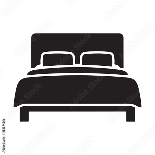 Minimalist Bed Icon with Headboard and Pillows