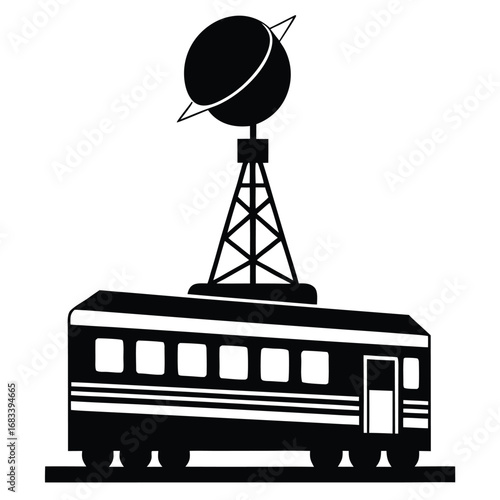 A unique design of a modern electric train antenna, symbolizing communication, signal reception, and connectivity. Ideal for projects on smart rail networks.