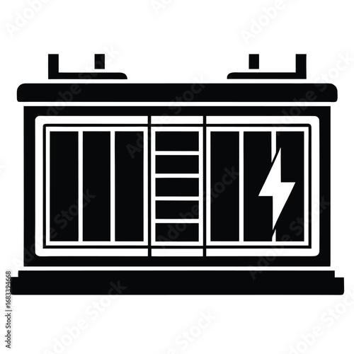A unique design of a modern electric train battery, representing power, energy storage, and sustainability. A great icon for eco-friendly or clean energy transportation.