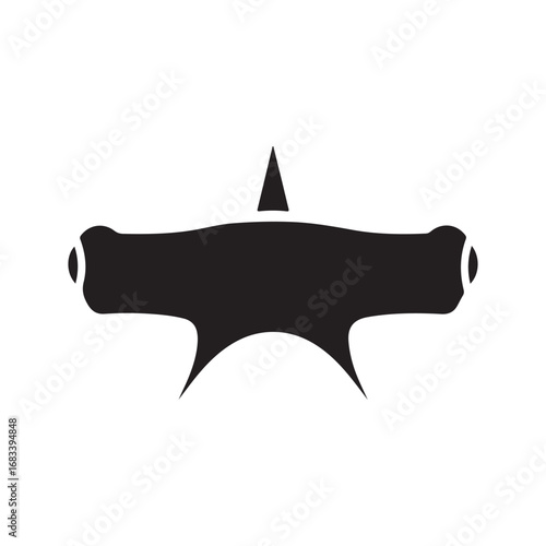 Minimalist Black Hammerhead Shark Silhouette with Dorsal Fin