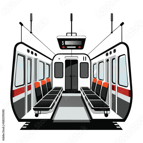 A unique design of a modern electric train interior, representing comfort, technology, and the travel experience. Suitable for travel and lifestyle content.