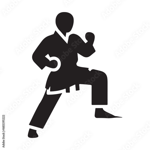 Martial Arts Fighter Stance Silhouette Icon