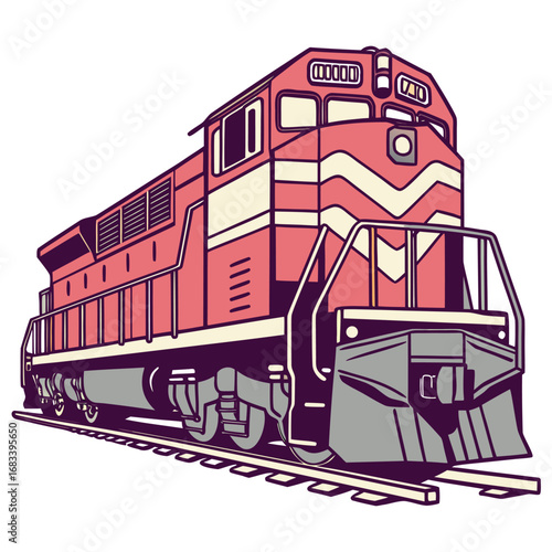 A design of a powerful diesel locomotive, representing heavy-duty transportation and freight hauling. Perfect for logistics companies, industrial sites, or transportation-themed projects.