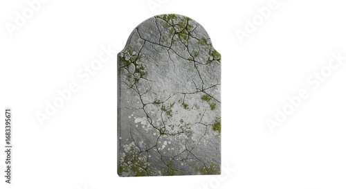 Weathered headstone with moss