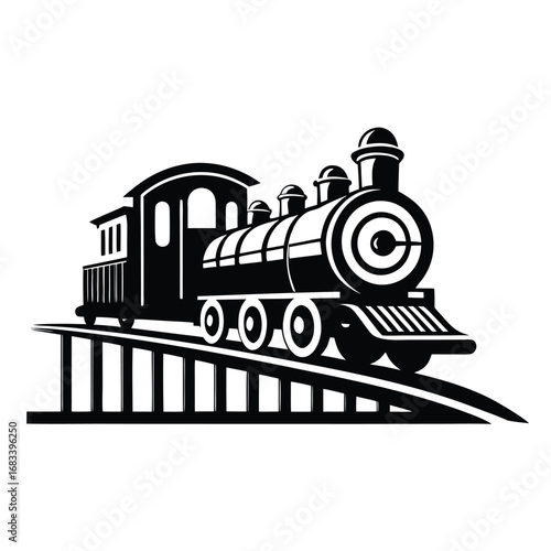 A unique design of a steam locomotive handrail, a focus on the intricate details and safety features of the engine. Perfect for illustrating fine craftsmanship.