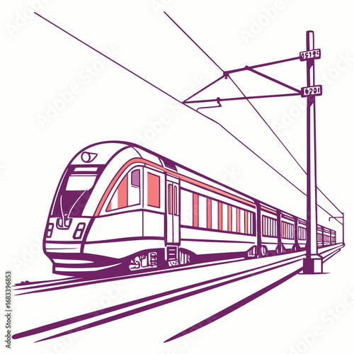 A silhouette of a streamlined bullet train, an icon of advanced rail technology and rapid transit. Perfect for infographics on speed, modernity, or global transport.