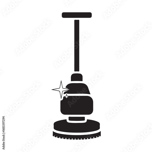 Floor Cleaning Machine Icon with Shine Symbol