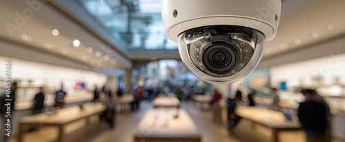 Security Camera Monitoring Apple Store for Theft Prevention.