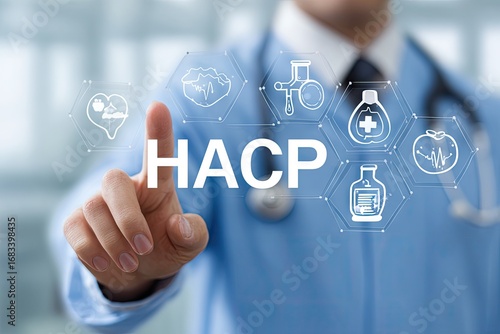 HACCP concept in healthcare, food safety and quality control.
