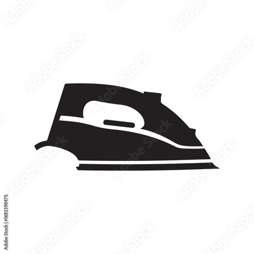 Black Silhouette Icon of a Household Steam Iron Appliance