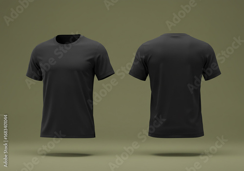 Pamerkan desain Anda dengan kaos hitam polos modern dan serbaguna ini, tampilan depan dan belakang