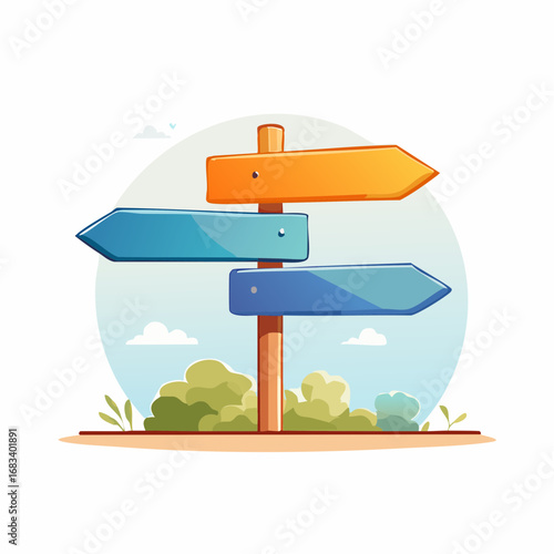 Colorful Direction Signpost Illustration