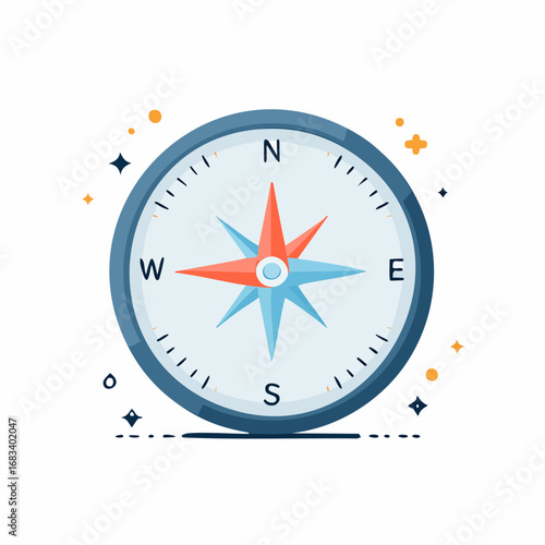 Simple Flat Compass Illustration