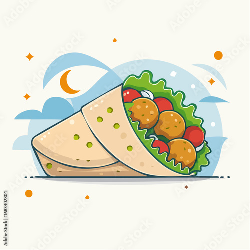 Delicious Falafel Wrap At Night