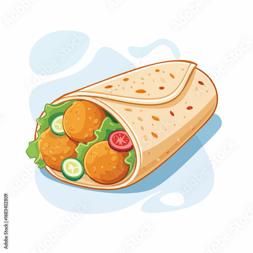 Colorful Falafel Wrap Illustration