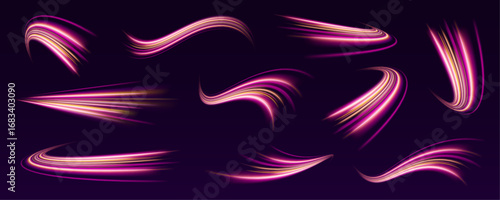 A wave of neon lines twists in a rhythmic motion. The transparent background adds flexibility in design use. Best PNG for futuristic, electric, or digital art themes.