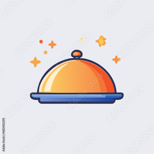 Orange And Blue Food Serving Icon