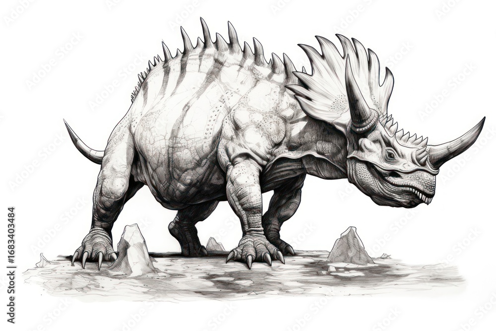 Fototapeta premium Dinosaur drawing animal mammal.