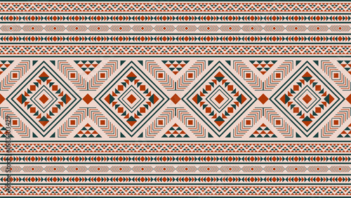 Ethnic pattern, Aztec native tribe seamless pattern, Native American fabric, geometric pattern, colorful design, design for print, textile, background, vector.