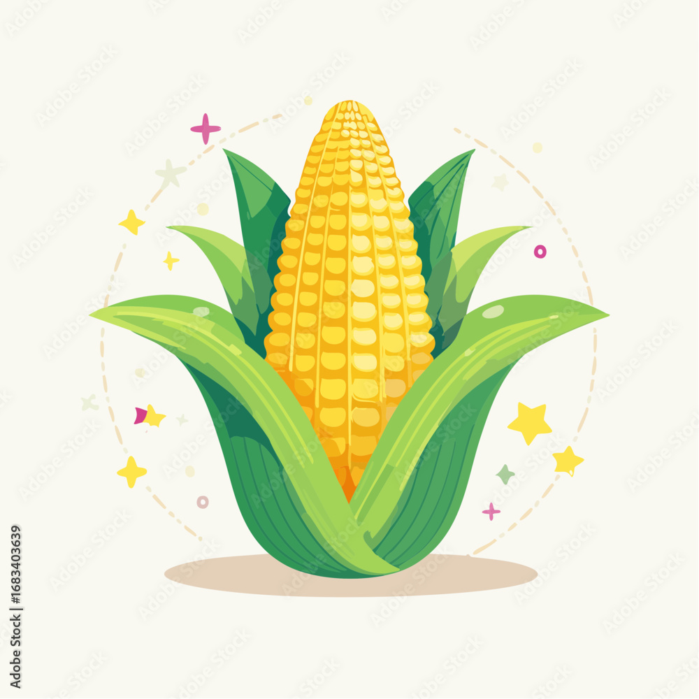 Obraz premium Colorful Pixel Art Corn Cob Illustration