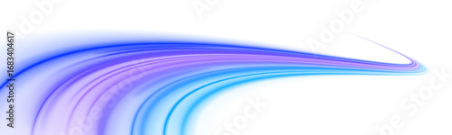 A curved neon lines flow upward with gradient transitions from blue to purple. The design gives a sense of digital elevation and futuristic growth. Suitable for innovation and modern branding. PNG