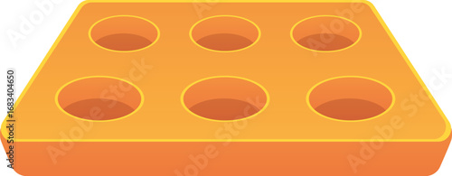 Cupcake form, flat vector orange silicone cup mold for cooking muffin, brownie or cupcake bakery container confectionery
