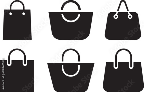 Black shopping bag icon retail store bag design