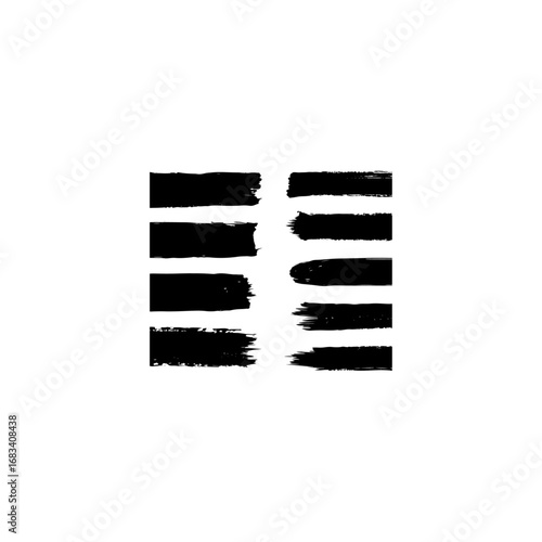 Black brush strokes create an artistic design element for backgrounds. 