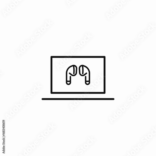 laptop earbuds connected icon sign vector