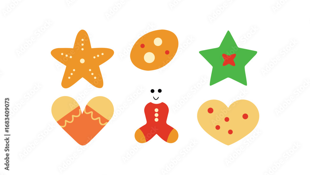 Fototapeta premium Cute gingerbread cookie collection isolated on white background