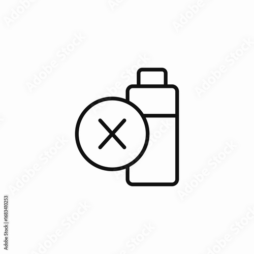 uncharged battery cross icon sign vector