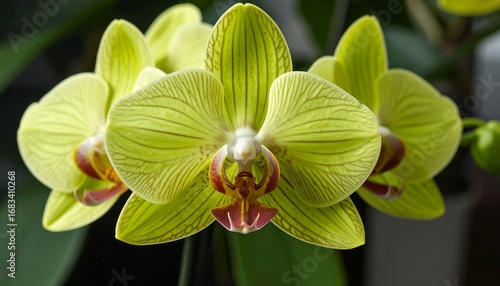 Green striped orchid bloom