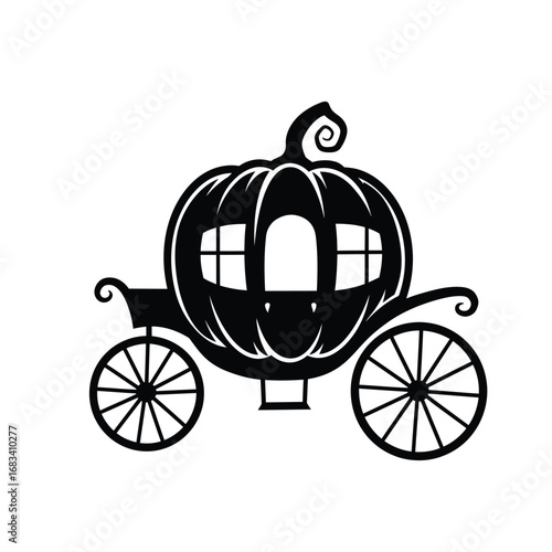 Black pumpkin carriage silhouette halloween fantasy