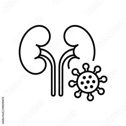 Kidney infection icon representing viral or bacterial attack