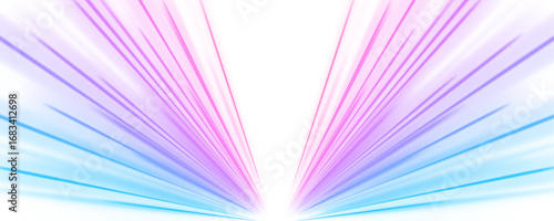 Purple and blue light trails curve sharply across the canvas, showing rapid directional change. A perfect symbol of fast-paced innovation. Transparent background included. 