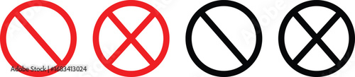No icon set, transparent background,Not allowed sign, Warning symbol, No icon flat sign in style,
