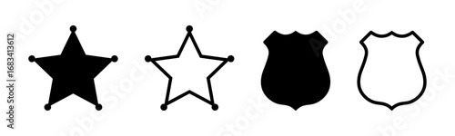 Police and sheriff badge icon set