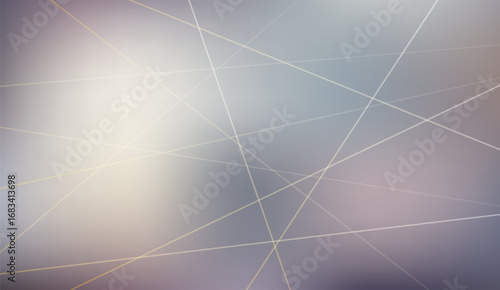 A blurred pastel-colored background features a dynamic network of intersecting white lines, creating an abstract geometric pattern that is visually striking and modern on a pale backdrop
