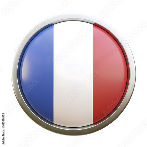 Glossy round button with French flag colors isolated on a transparent background Free Download Glossy round button with French flag colors isolated on a transparent background - GFXLoad