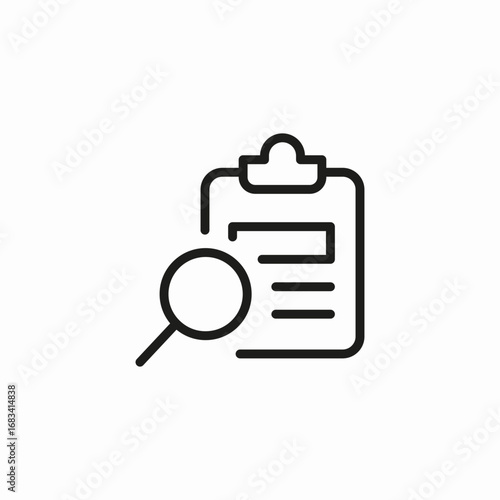 clipboard magnifying glass icon sign vector