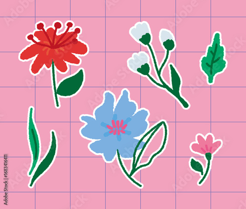 꽃 일러스트 스티커 그래픽