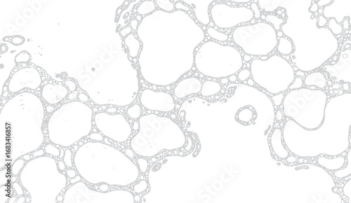 Abstract background showcases soap bubbles creating a cell-like structure, with varying sizes and shapes against a clean white canvas, offering a modern and unique design element