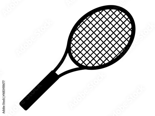 minimalist tennis racket  black silhouette vector