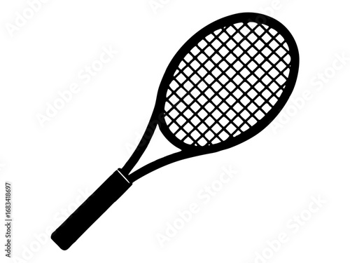 minimalist tennis racket  black silhouette vector
