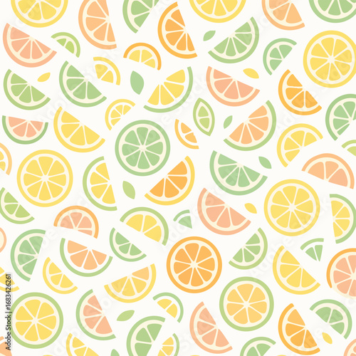 Citrus Fruit Slices Seamless Pattern.
