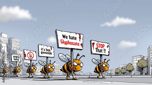 Manifestation d'abeilles brandissant des pancartes contre le glyphosate