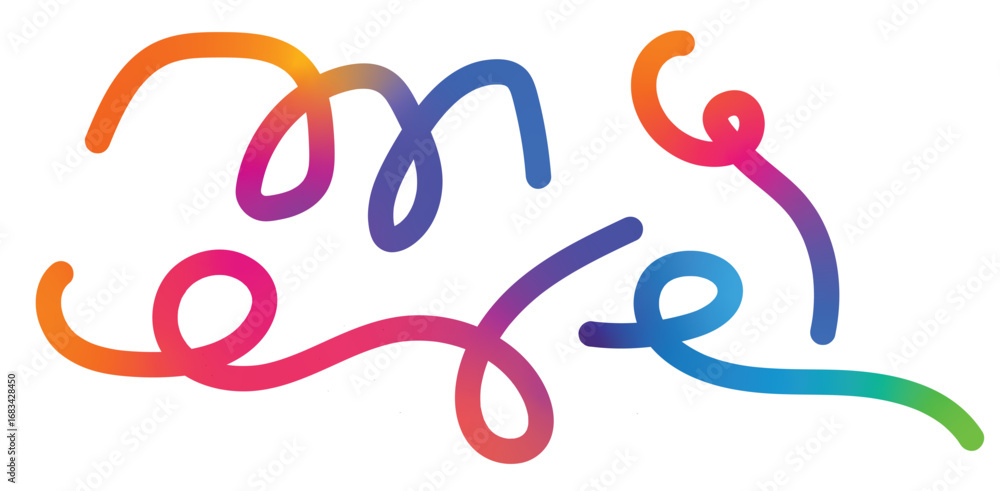 Naklejka premium Abstract Gradient Line Patterns on Black and white Background. Abstract Color Rainbow Gradient Shapes Set. Gradient Color Shapes Pattern with Color Ribbons. Vector Graphic with Wavy Lines in Bright Co