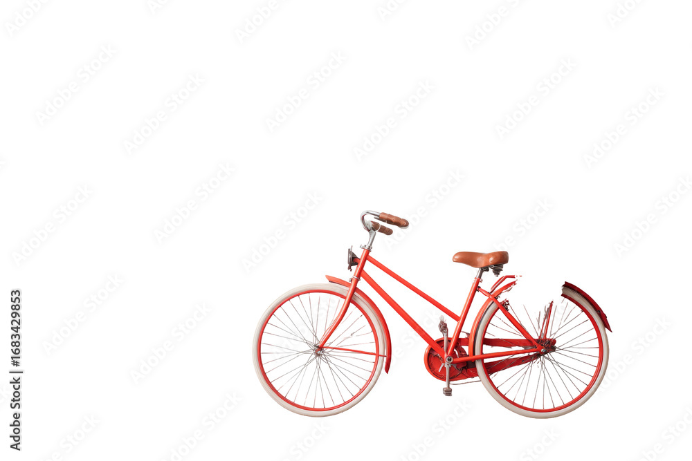 Fototapeta premium A vibrant coral bicycle, profile view